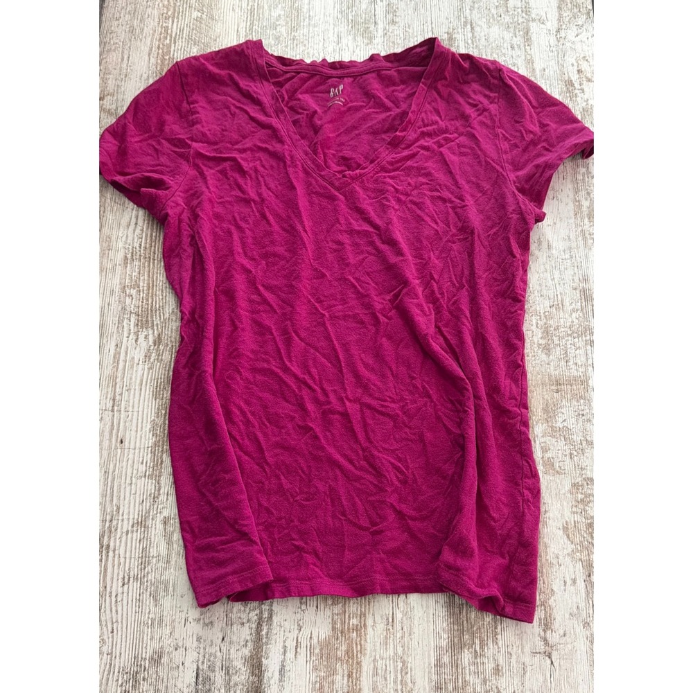 Vintage GAP Favorite Tee Magenta Pink V-Neck Babydoll Y2K Short Sleeve Shirt L